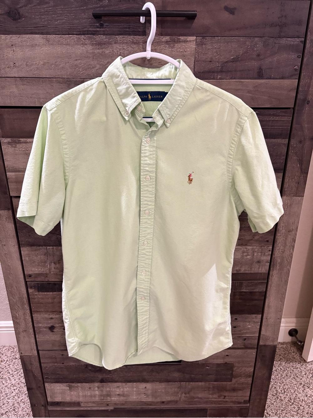 Ralph Lauren Light Green Short-Sleeve Button-Down Shirt